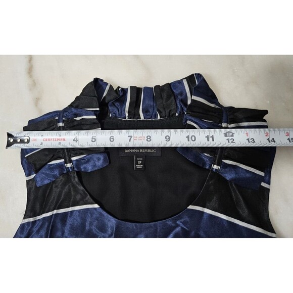 Banana Republic Petite 12P Striped Sleeveless Dress Blue Black Made in Turkey - Picture 3 of 8